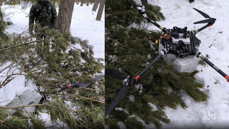 Urėdui padedant, pasieniečiai iš pušies viršūnės iškėlė nutupdytą droną su baltarusiškomis cigaretėmis - Įvykiai ir kriminalas
