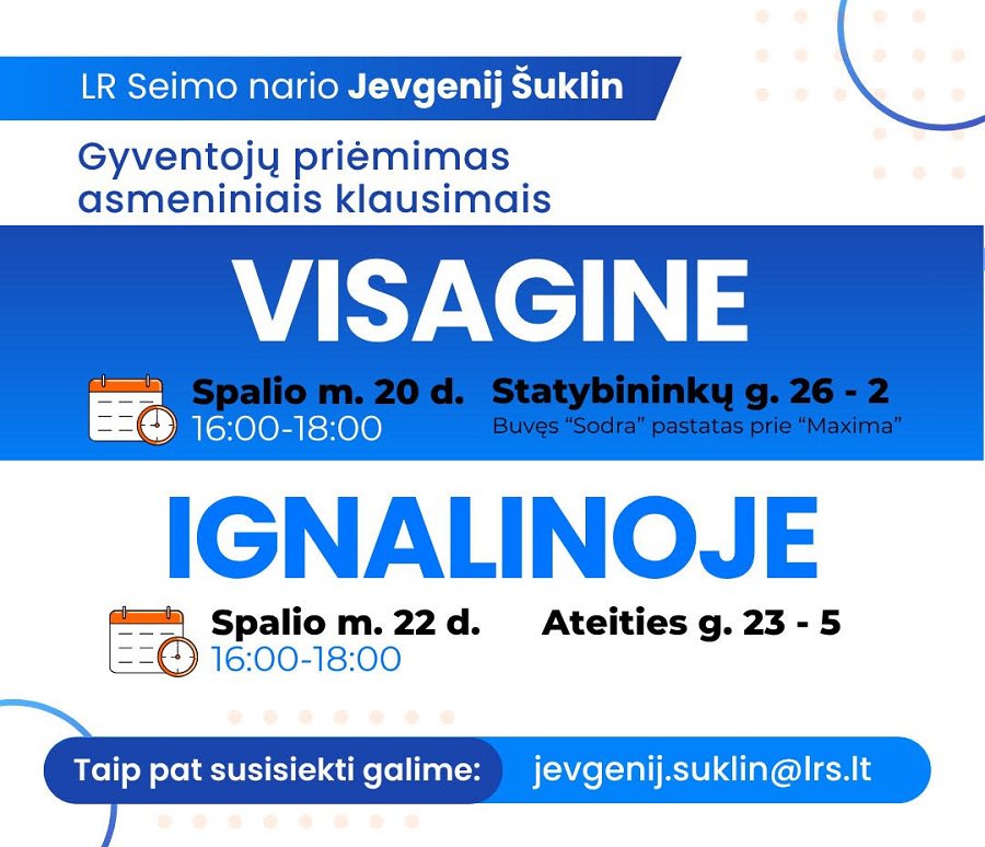 Jevgenij Šuklin. Gyventojų priėmimas asmeniniais klausimais - Visagine