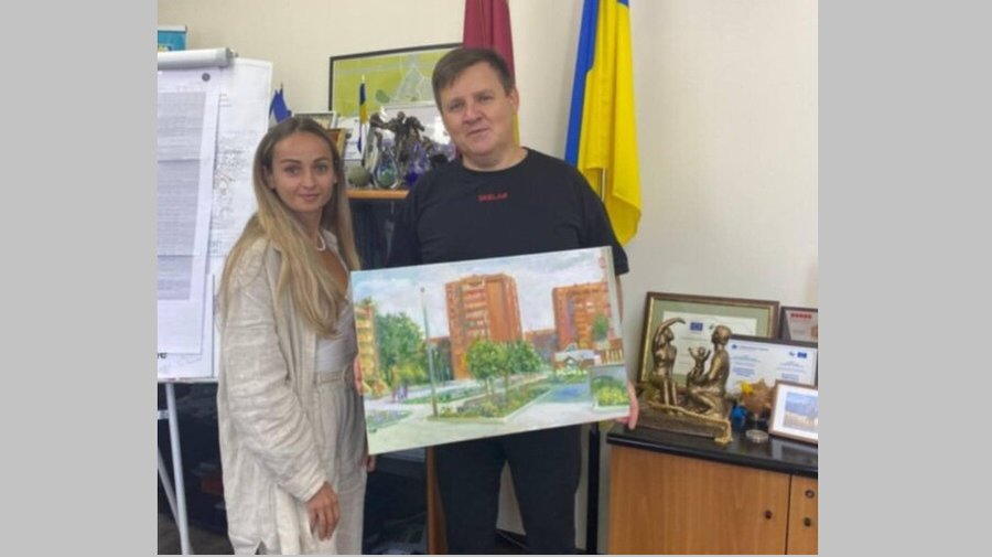 Картина А. Денисенко с изображением аллеи Седулинос подарена городу-партнеру Славутичу - Висагинас и висагинцы
