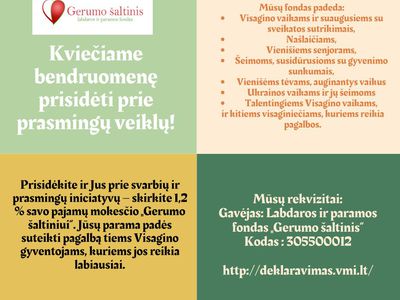 Kviečiame bendruomenę  prisidėti prie prasmingų veiklų ! - Reklama