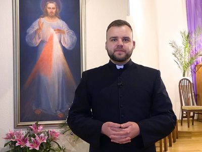 Ксендз костела Св. Апостола Павла Эдгар Ян Шостак,  поздравляет со светлым праздником Пасхи (видео) - В Висагинасе