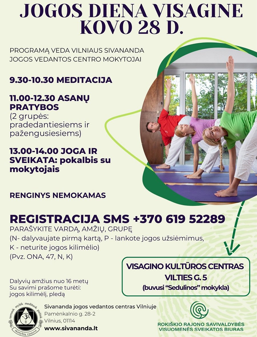 Kviečiame 2026 m. kovo 28 d. į renginį „Jogos diena Visagine“! - Kultūros ir sporto renginiai